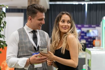 Professional Interaction at a Business Event Capturing...