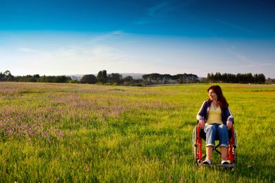 Handicapped woman on wheelchair