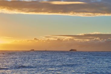 Ocean, sunset and travel for adventure, holiday or...