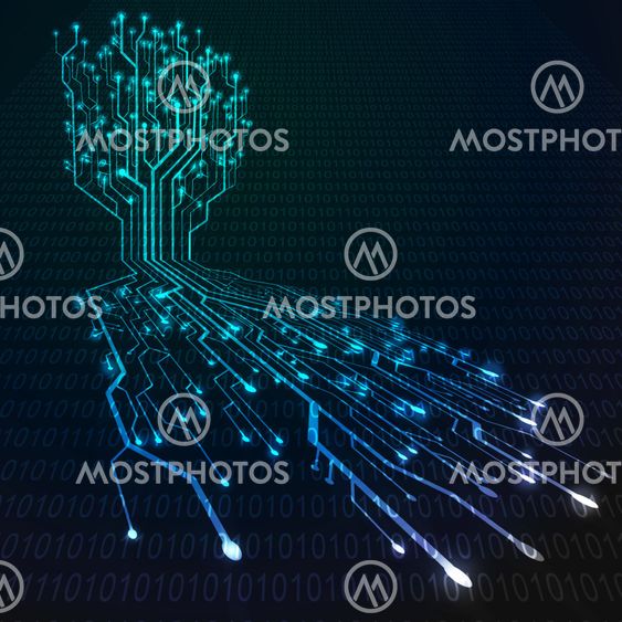 Circuit board in Tree and root shape, Technology background