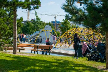 Playground in western harbor in Malmo, Sweden