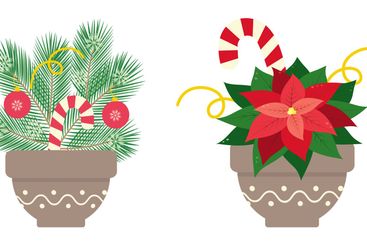 Pine tree twigs Snowflakes Poinsettia Candy Cane Mocha...