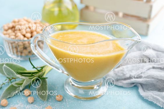 Chickpea sauce, hummus with ingredients for cooking