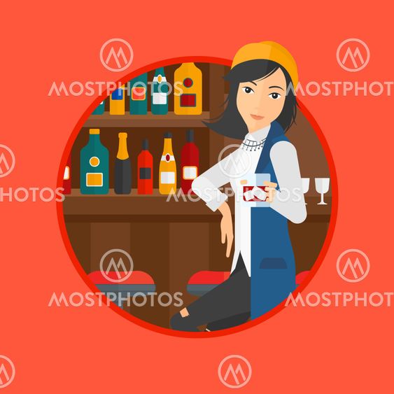 Woman sitting at the bar counter.