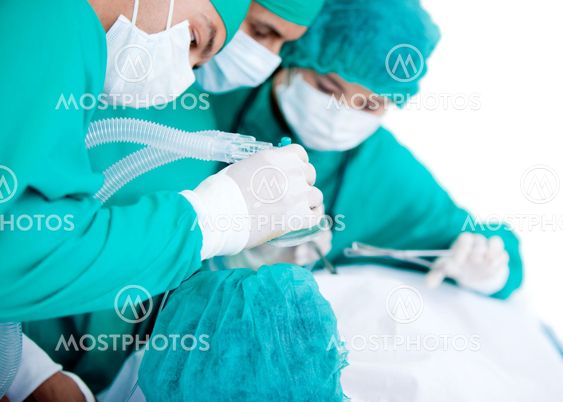 United medical team working on a patient