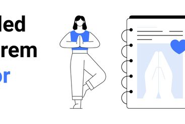 Woman Practicing Yoga, Notebook with Plant Drawing, and...