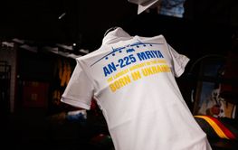 White T-shirt showcasing the AN-225 Mriya world's largest...