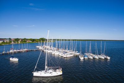 Harbor of Breege on Ruegen Island at Baltic Sea