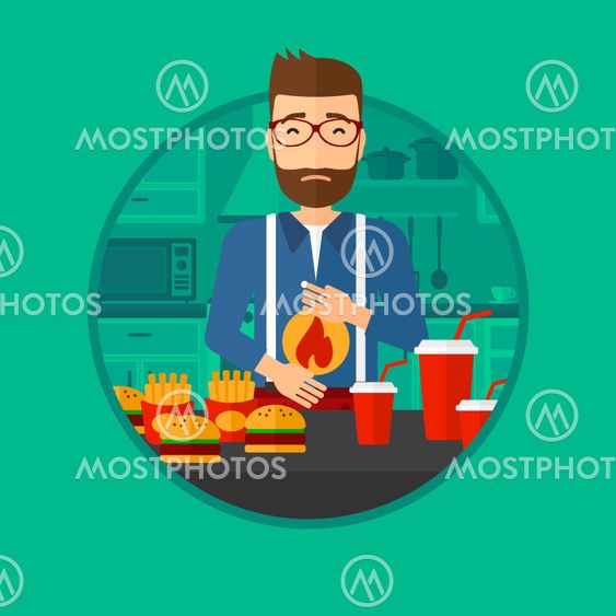 Man suffering from heartburn.