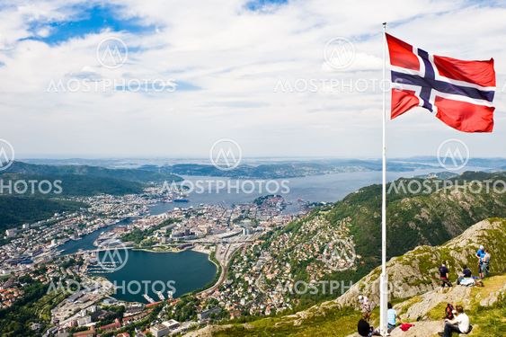 Bergen city view from mount Ulrikken