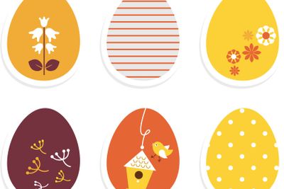 Beautiful cute easter eggs isolated on white