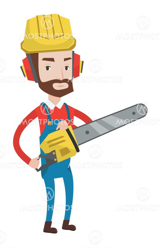 Lumberjack with chainsaw vector illustration.