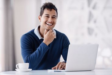 Laptop, professional and portrait of businessman online...
