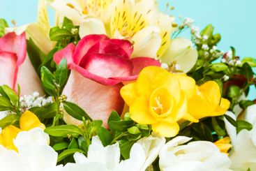 Beautiful bouquet featuring a variety of colorful...