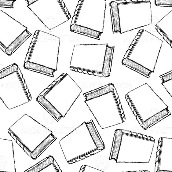 sketch cute book seamless pattern