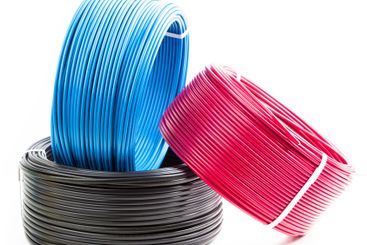 set colored electric cable on white background