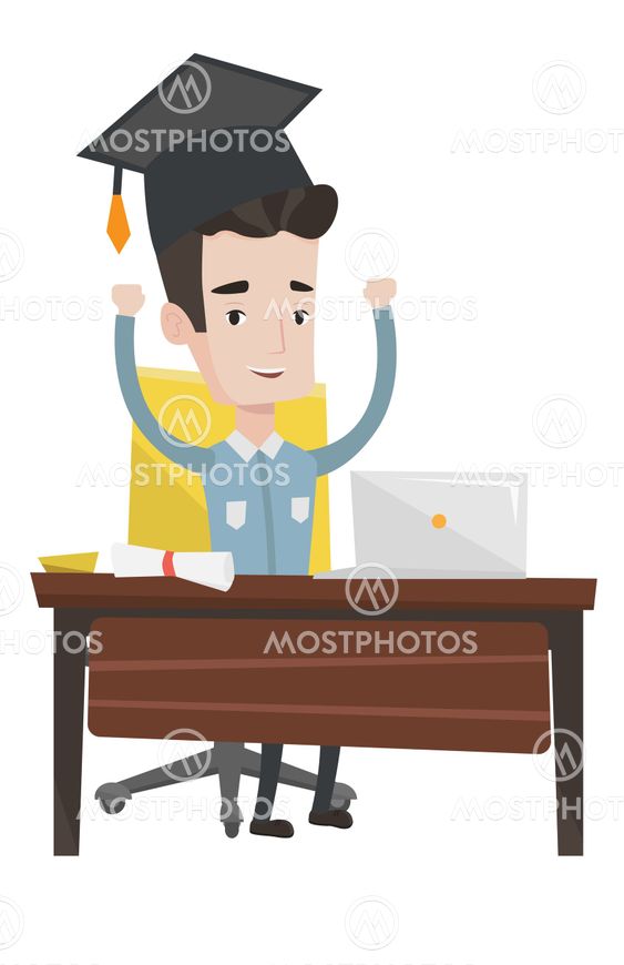Graduate using laptop for education.