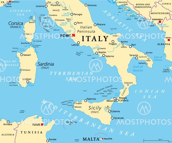 "Southern Italy political map" av Peter Hermes Furian - Mostphotos