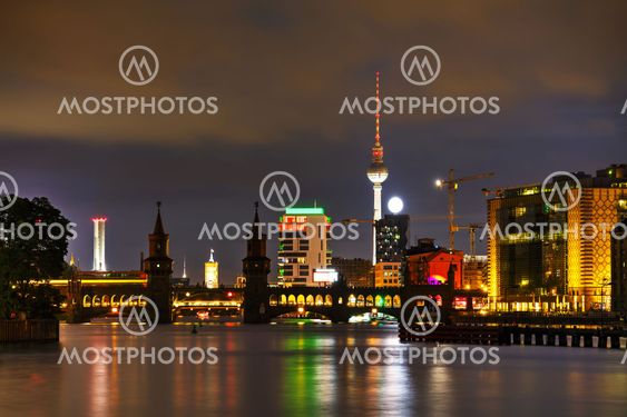 Berlin cityscape with Oberbaum bridge