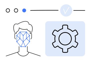 Facial recognition technology with settings gear...