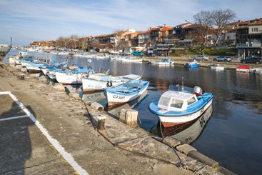 Sunset panorama of the port of Sozopol, Bulgaria