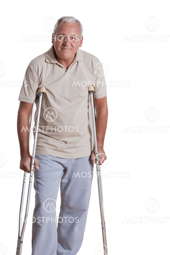 Senior Man with Crutches