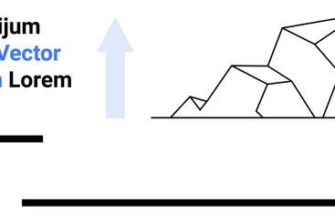 Abstract geometric rocks with text and upward arrow...