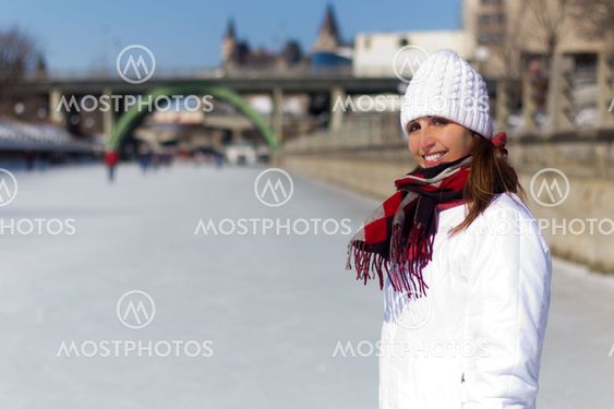 Portrait of a woman on the Ottawa Rideau Canal Skateway...