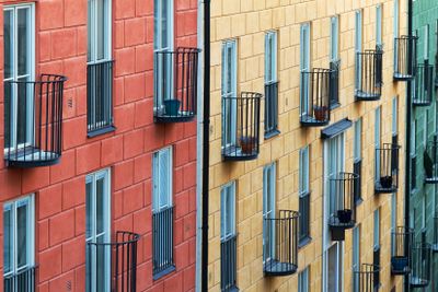 Facade in three colours.