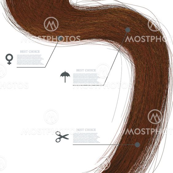vector long hair on white background.