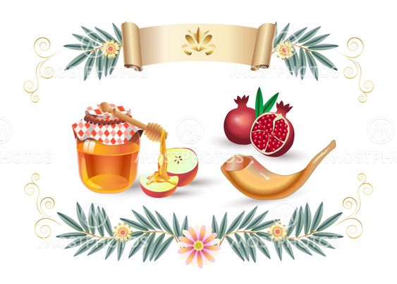 Happy Rosh Hashanah greeting card - Jewish New Year...