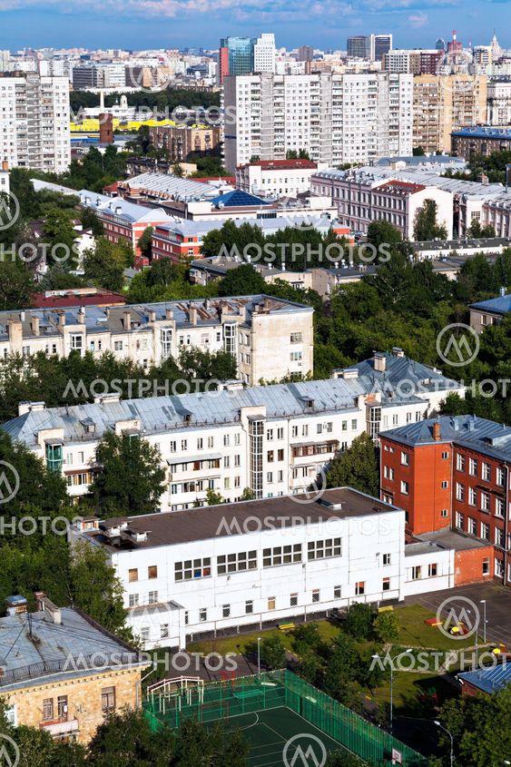 above view of residential block in Moscow