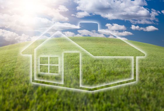 Unenomainen House kuvake ruoho kentän ja Sky