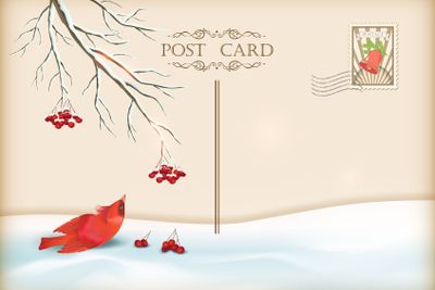 Christmas Vintage Holiday Vector Postcard
