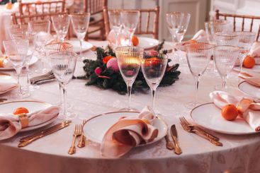 Beautiful table decoration for luxury  event in pink and...