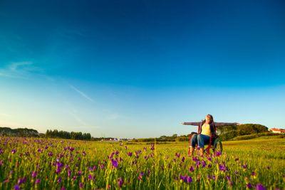 Handicapped woman on wheelchair