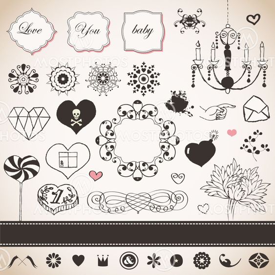 Set of hand drawn elements