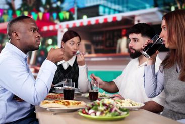 People Having Funh At Street Food Event