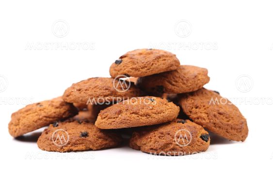 Handful of several oatmeal cookies.