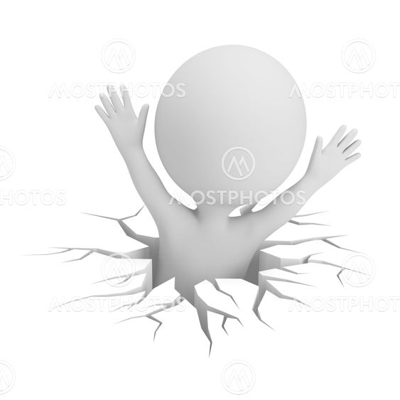 3d small people - fell into a crack