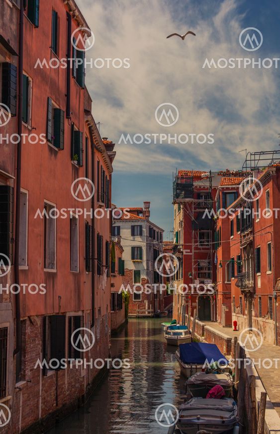 Venice canal with gondolas