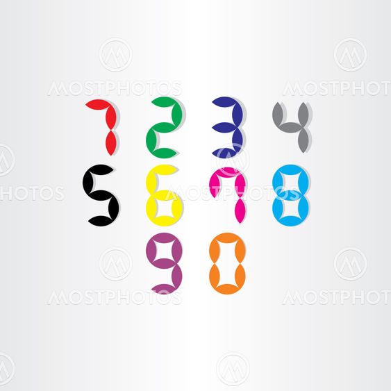 digital stylized numbers from 0 to 9