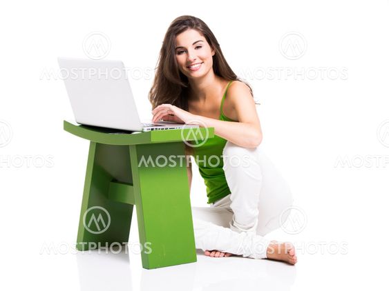 Working at home with a laptop