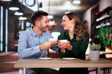 Romantic Dating Fun Together. Smiling Couple