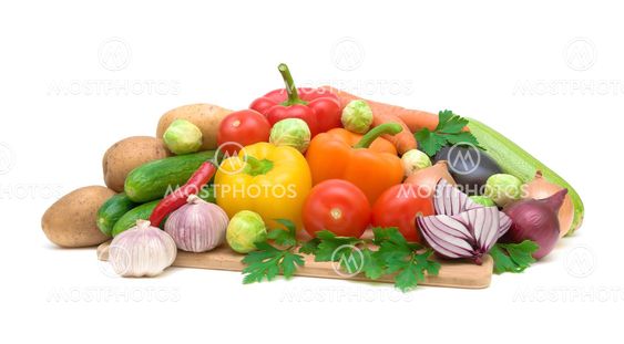 mixed vegetables on a white background