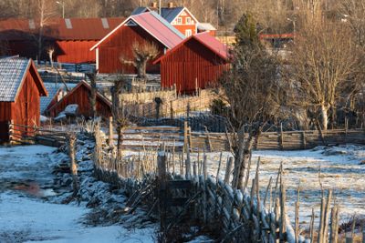 View over a swedsih villagei n winter