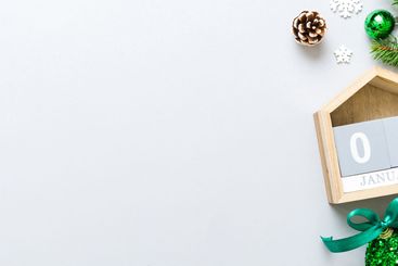 Christmas calendar 1 january. Christmas gift, fir...