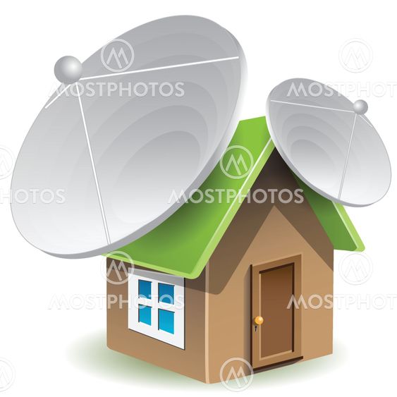 house with satellite dishes