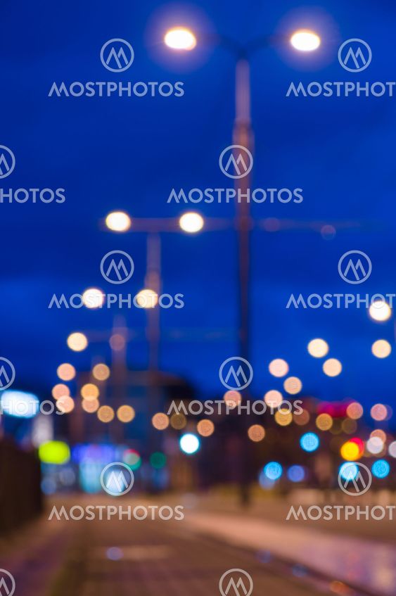 Blurred image of night city street