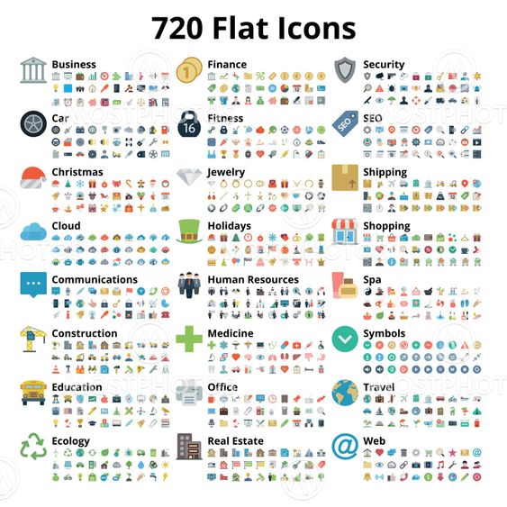 720 Flat Icons Set